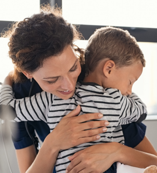 hugging child